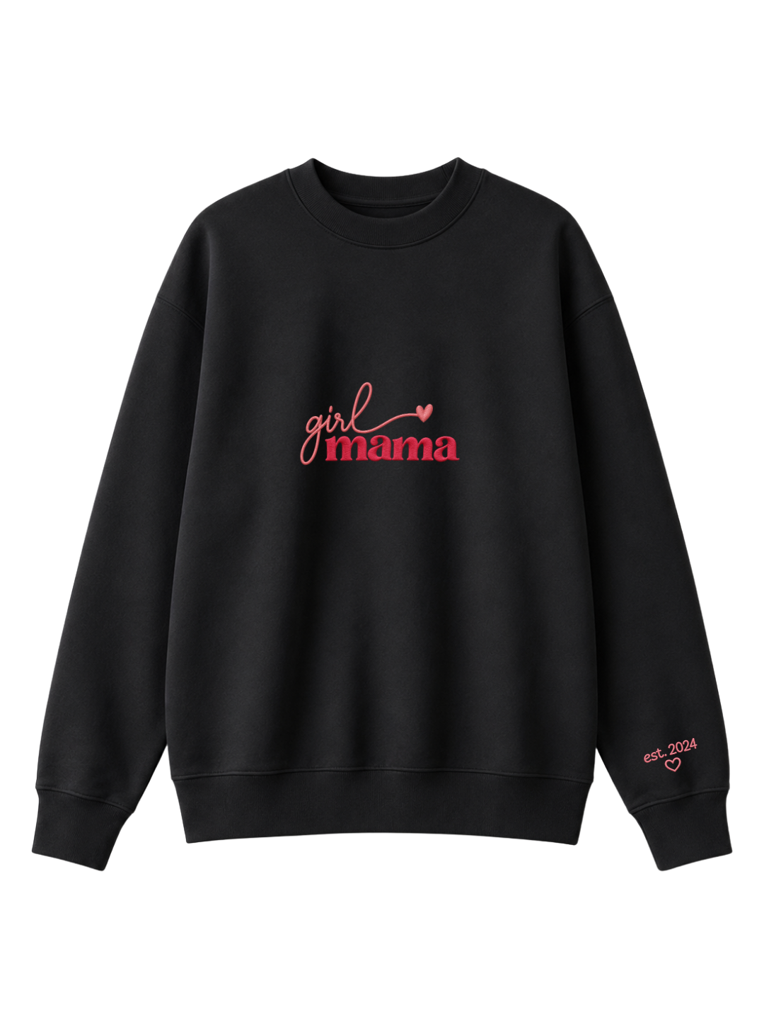 Chaotic Mom Custom Embroided Girl Mama Cursive Script Heart Sweatshirt