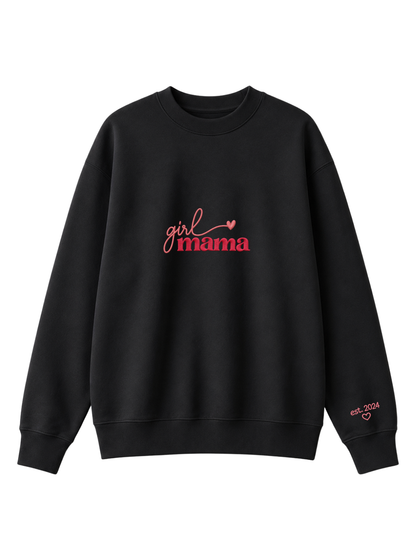 Chaotic Mom Custom Embroided Girl Mama Cursive Script Heart Sweatshirt