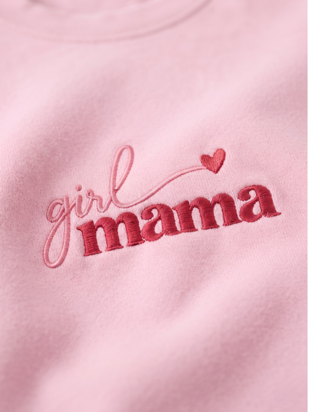 Chaotic Mom Custom Embroided Girl Mama Cursive Script Heart Sweatshirt