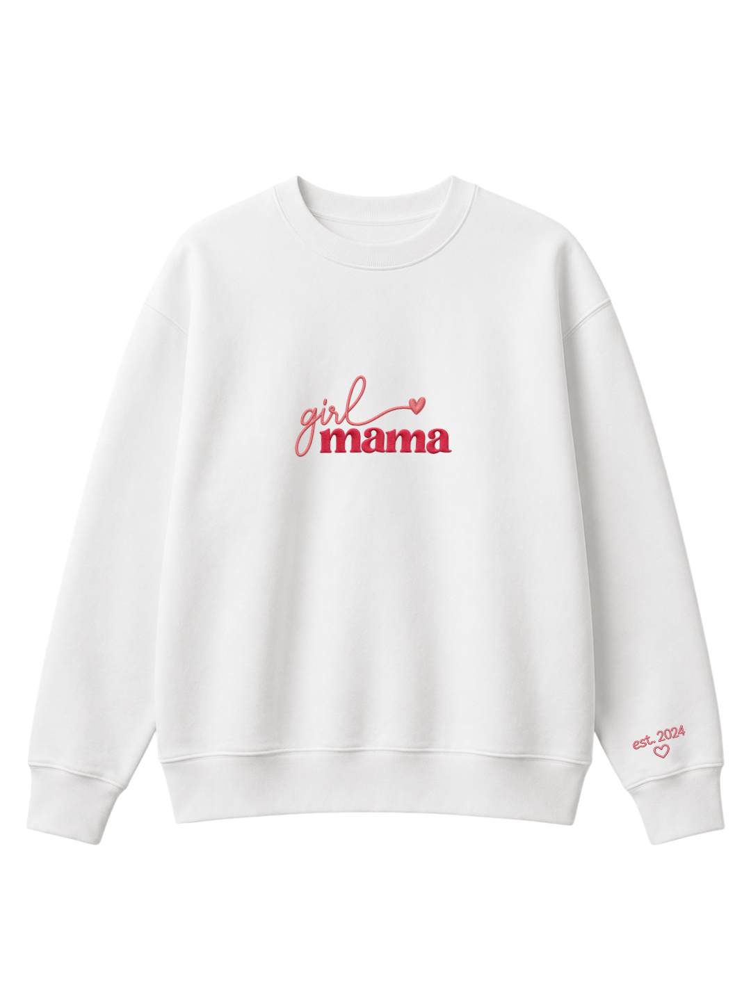 Chaotic Mom Custom Embroided Girl Mama Cursive Script Heart Sweatshirt