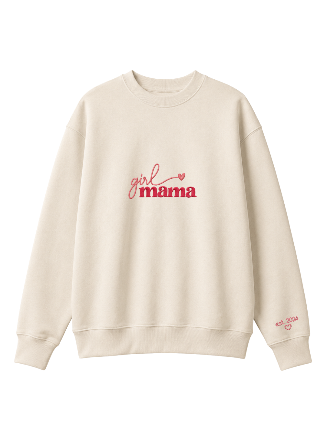 Chaotic Mom Custom Embroided Girl Mama Cursive Script Heart Sweatshirt