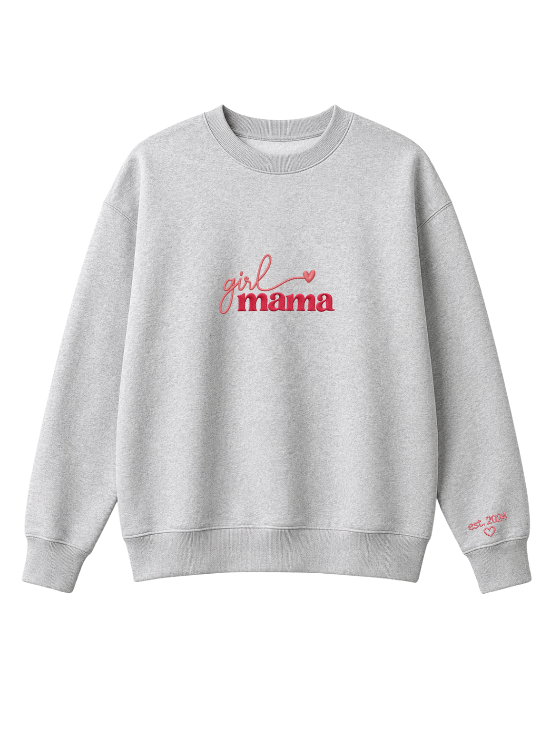 Chaotic Mom Custom Embroided Girl Mama Cursive Script Heart Sweatshirt