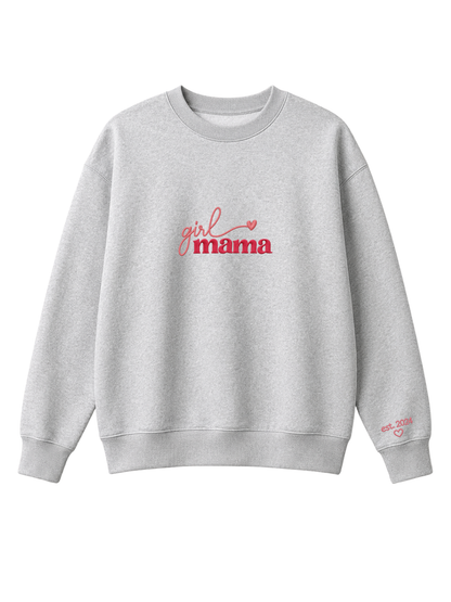 Chaotic Mom Custom Embroided Girl Mama Cursive Script Heart Sweatshirt
