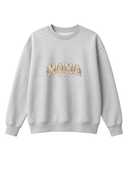 Chaotic Mom Embroided Aesthetic Wildflower Mama Est 2026 Sweatshirt