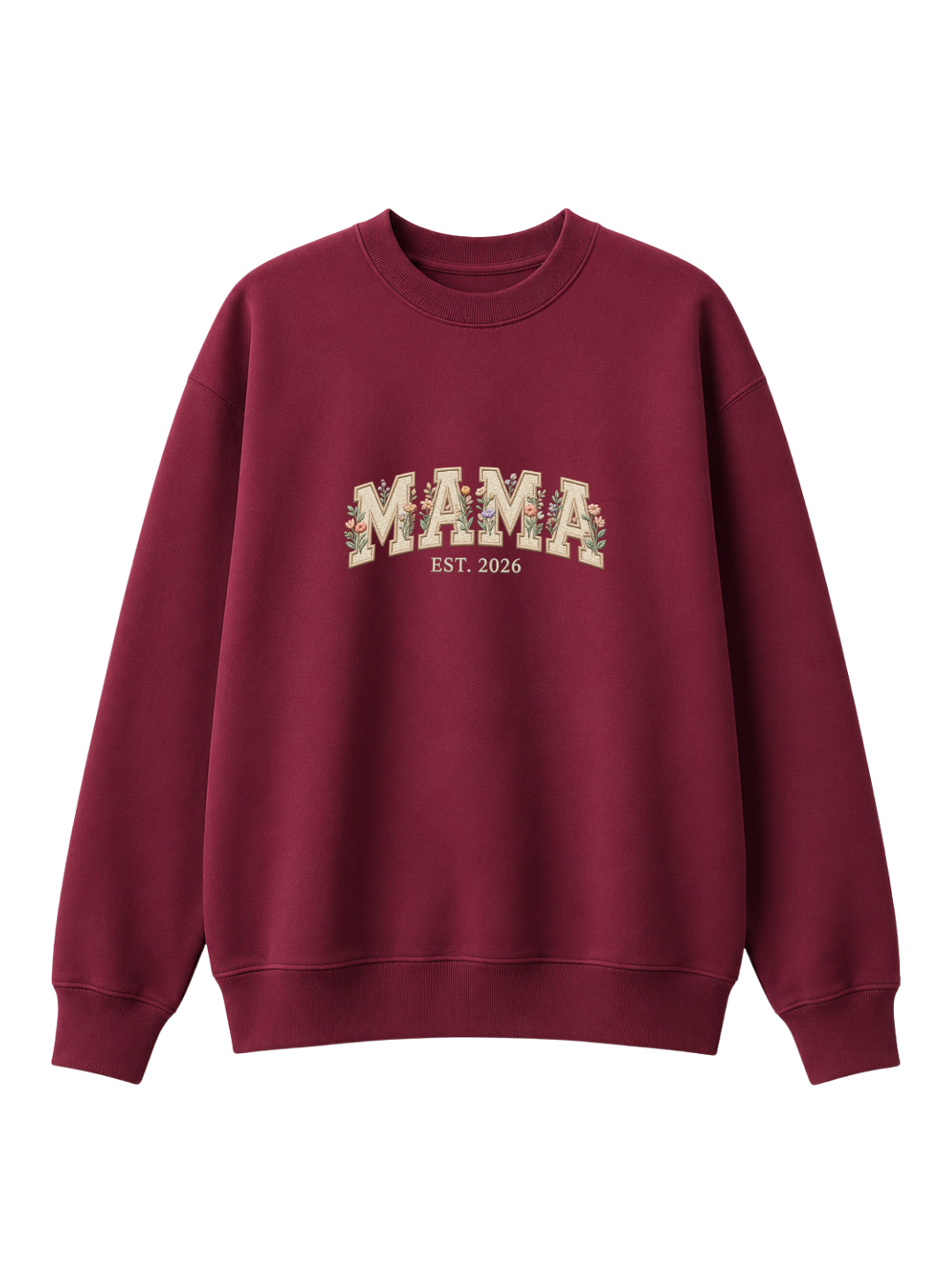 Chaotic Mom Embroided Aesthetic Wildflower Mama Est 2026 Sweatshirt