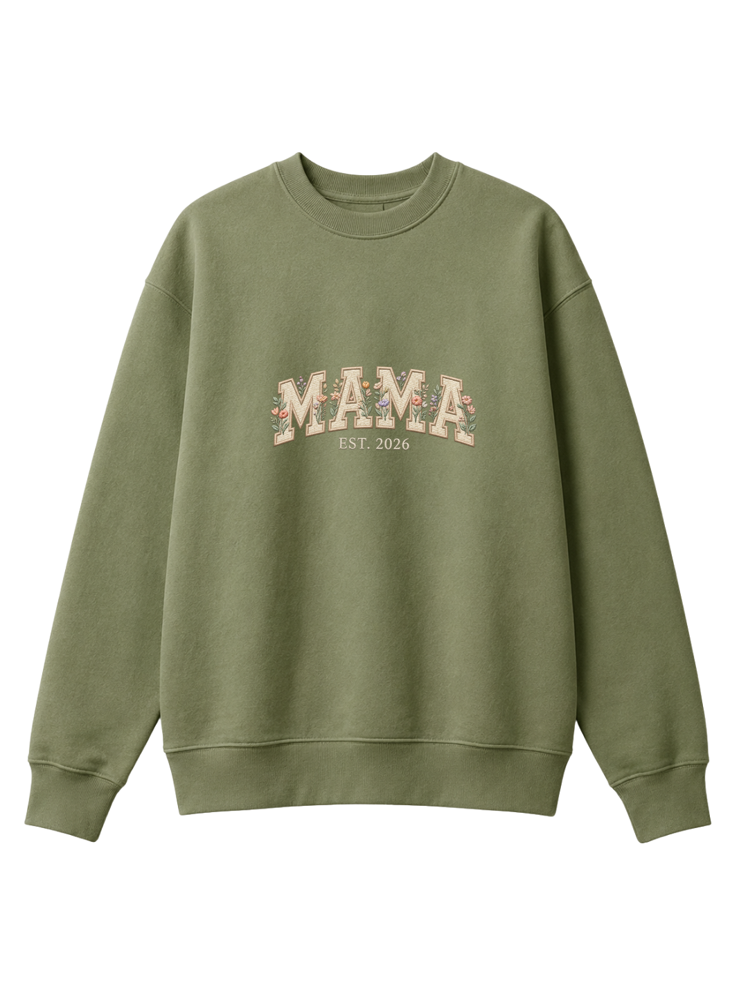 Chaotic Mom Embroided Aesthetic Wildflower Mama Est 2026 Sweatshirt