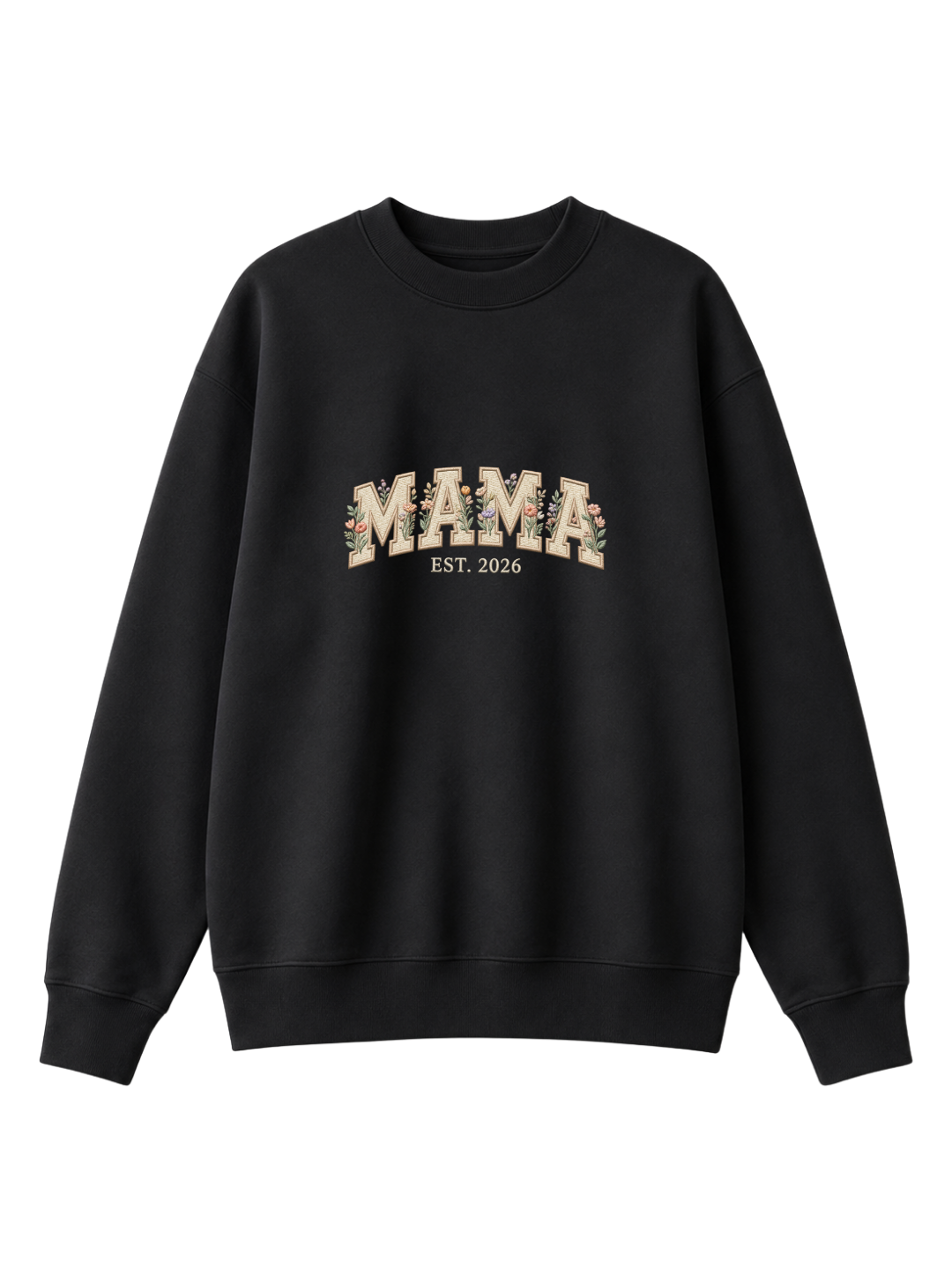 Chaotic Mom Embroided Aesthetic Wildflower Mama Est 2026 Sweatshirt