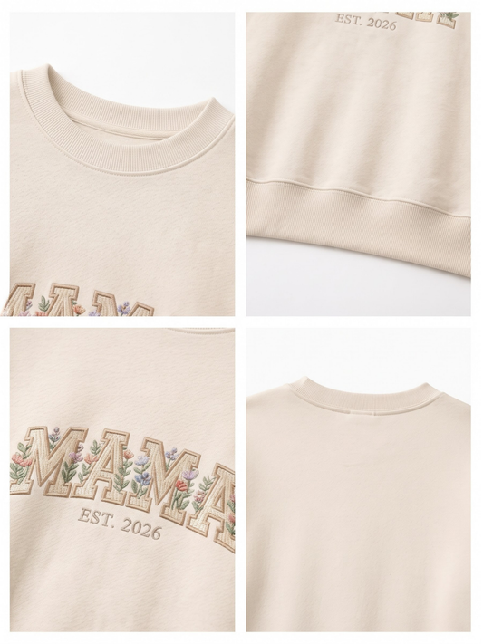 Chaotic Mom Embroided Aesthetic Wildflower Mama Est 2026 Sweatshirt