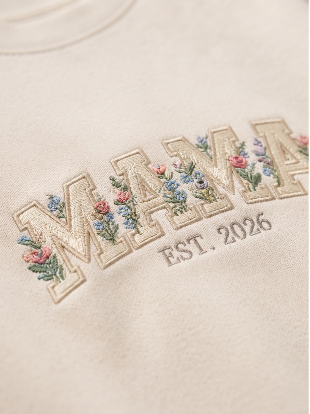 Chaotic Mom Embroided Aesthetic Wildflower Mama Est 2026 Sweatshirt