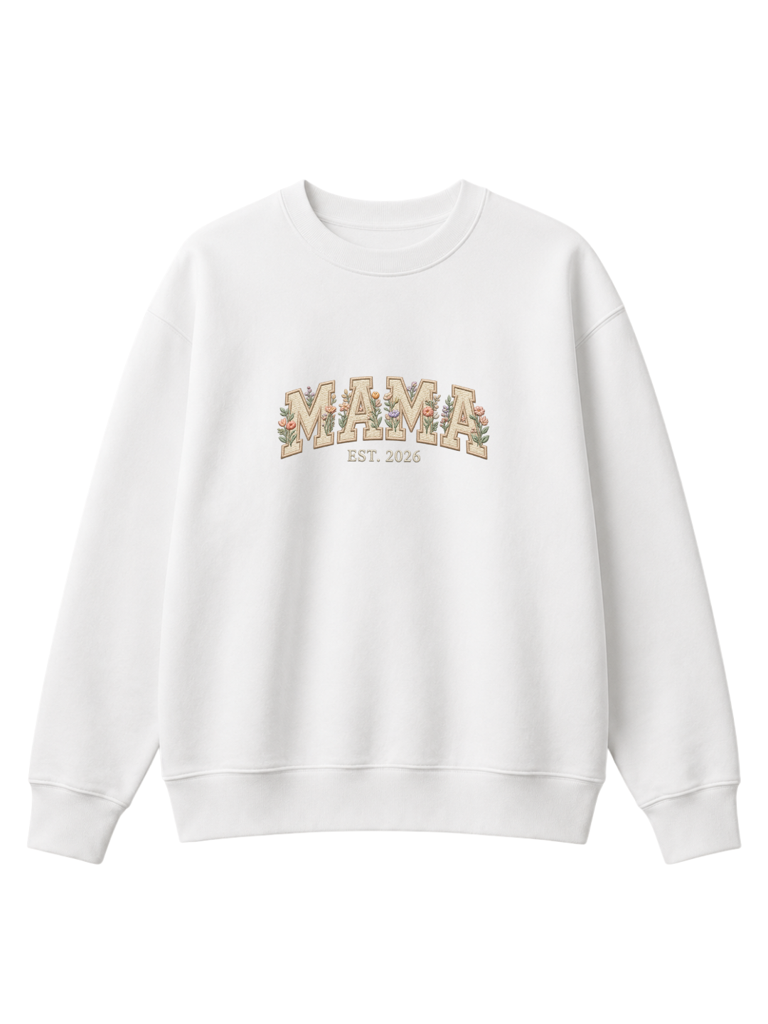 Chaotic Mom Embroided Aesthetic Wildflower Mama Est 2026 Sweatshirt