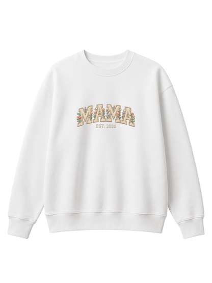 Chaotic Mom Embroided Aesthetic Wildflower Mama Est 2026 Sweatshirt