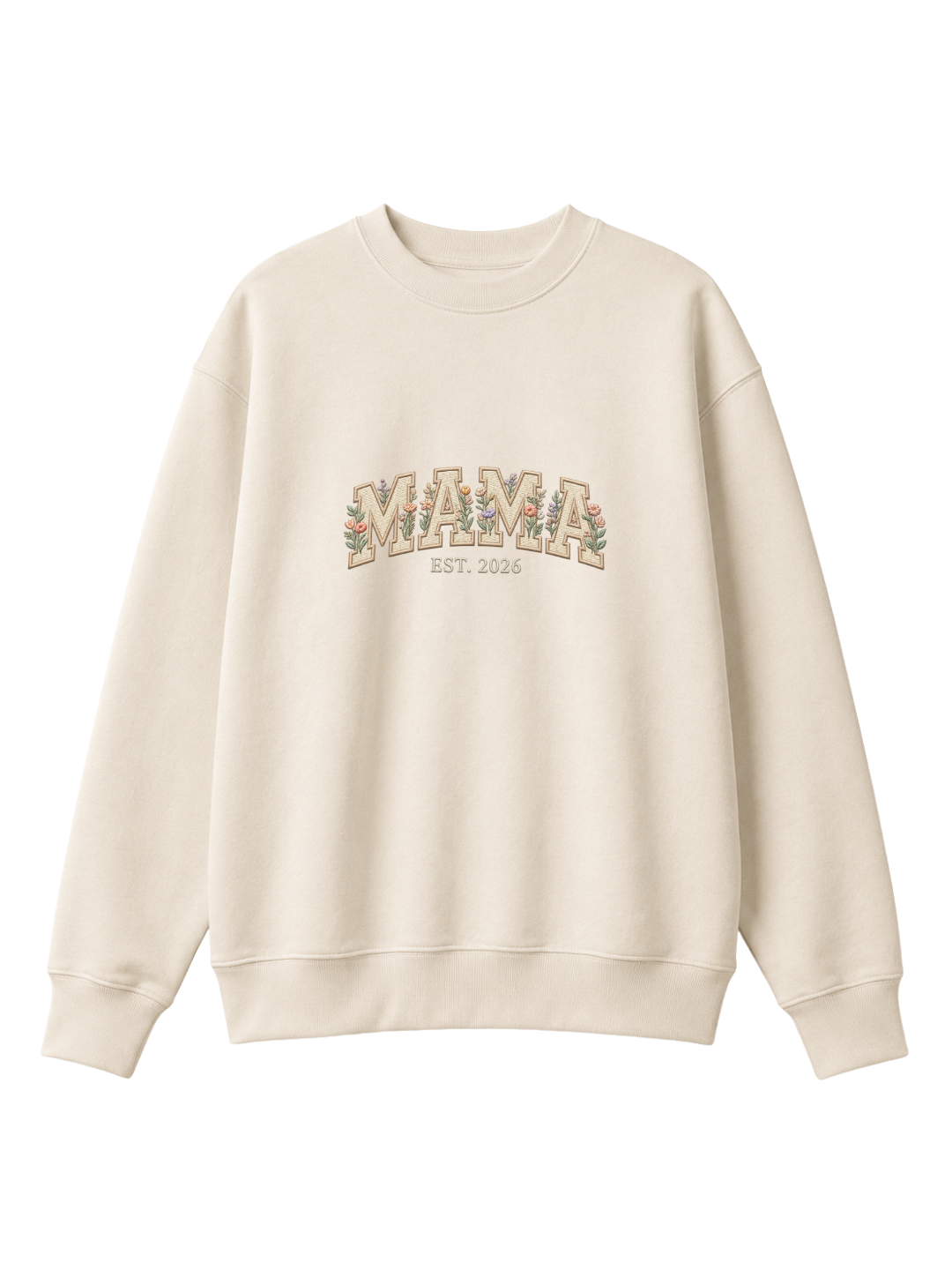 Chaotic Mom Embroided Aesthetic Wildflower Mama Est 2026 Sweatshirt