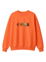 Chaotic Mom Embroided Autumn Forest Line Trees Casual Fall Crewneck Sweatshirt