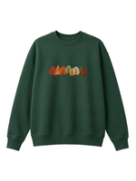 Chaotic Mom Embroided Autumn Forest Line Trees Casual Fall Crewneck Sweatshirt