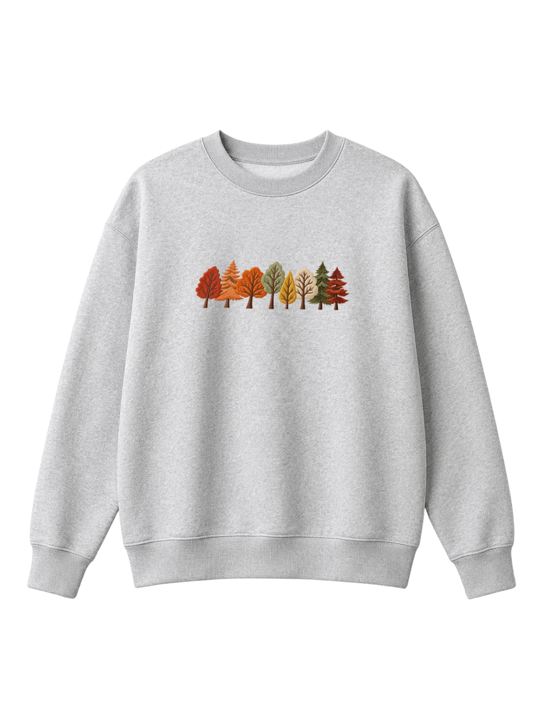 Chaotic Mom Embroided Autumn Forest Line Trees Casual Fall Crewneck Sweatshirt