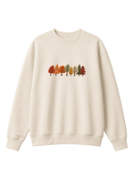 Chaotic Mom Embroided Autumn Forest Line Trees Casual Fall Crewneck Sweatshirt