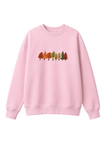 Chaotic Mom Embroided Autumn Forest Line Trees Casual Fall Crewneck Sweatshirt