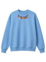 Chaotic Mom Embroided Coquette Charm Bracelet Halloween Pumpkin Ghost Bow Neckline Sweatshirt