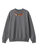 Chaotic Mom Embroided Coquette Charm Bracelet Halloween Pumpkin Ghost Bow Neckline Sweatshirt