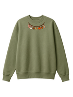 Chaotic Mom Embroided Coquette Charm Bracelet Halloween Pumpkin Ghost Bow Neckline Sweatshirt