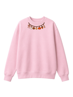 Chaotic Mom Embroided Coquette Charm Bracelet Halloween Pumpkin Ghost Bow Neckline Sweatshirt