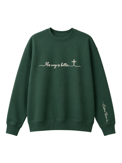 Chaotic Mom Embroided Custom His Way Is Better Christian Faith Cross Sweatshirt