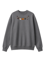 Chaotic Mom Embroided Cute Halloween Charm Garland Bat Spider Web Neckline Crewneck Sweater