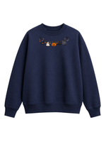 Chaotic Mom Embroided Cute Halloween Charm Garland Bat Spider Web Neckline Crewneck Sweater
