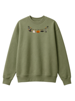 Chaotic Mom Embroided Cute Halloween Charm Garland Bat Spider Web Neckline Crewneck Sweater