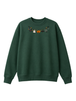 Chaotic Mom Embroided Cute Halloween Charm Garland Bat Spider Web Neckline Crewneck Sweater