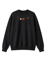 Chaotic Mom Embroided Cute Halloween Charm Garland Bat Spider Web Neckline Crewneck Sweater