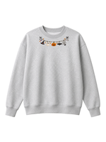 Chaotic Mom Embroided Cute Halloween Charm Garland Bat Spider Web Neckline Crewneck Sweater