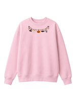 Chaotic Mom Embroided Cute Halloween Charm Garland Bat Spider Web Neckline Crewneck Sweater