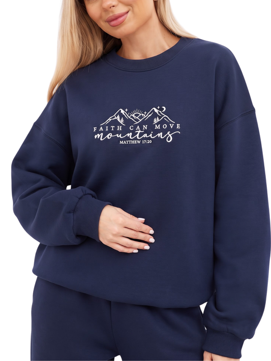 Chaotic Mom Embroided Faith Can Move Mountains Matthew 1720 Christian Sweatshirt