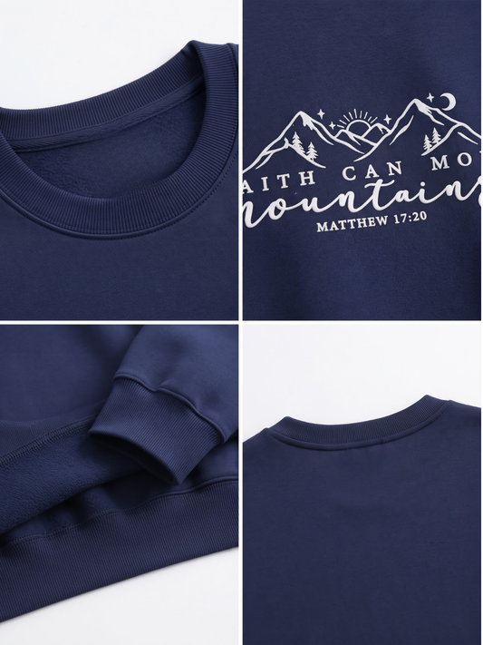 Chaotic Mom Embroided Faith Can Move Mountains Matthew 1720 Christian Sweatshirt