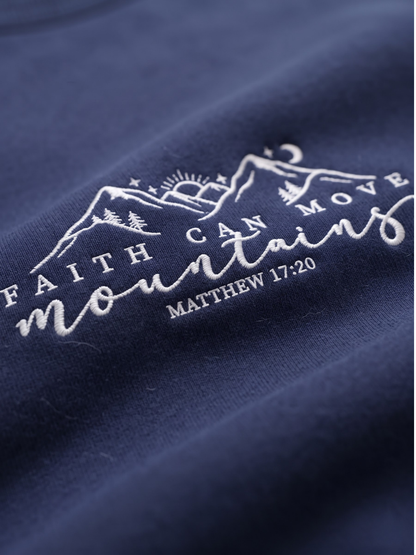 Chaotic Mom Embroided Faith Can Move Mountains Matthew 1720 Christian Sweatshirt
