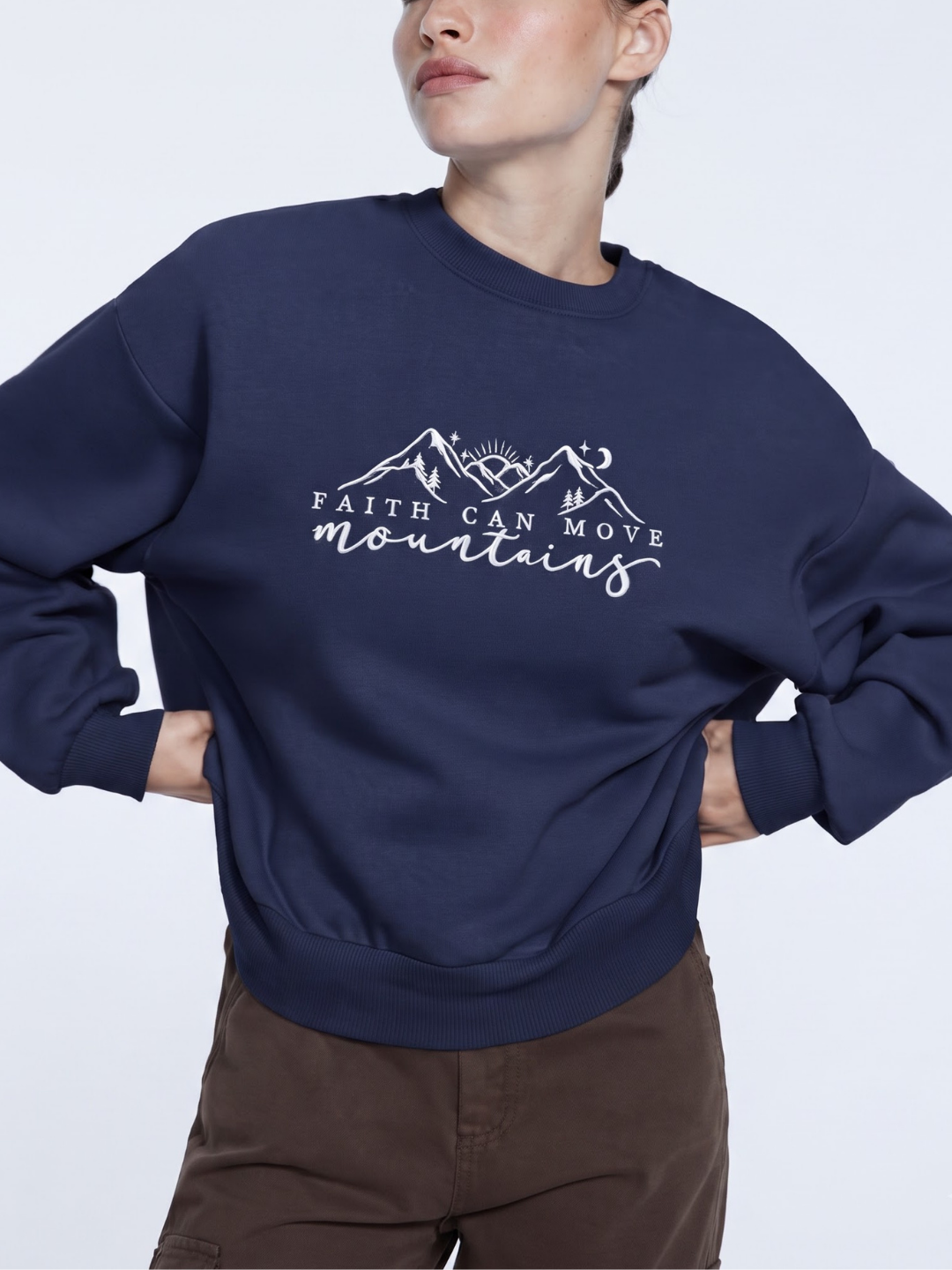 Chaotic Mom Embroided Faith Can Move Mountains Matthew 1720 Christian Sweatshirt