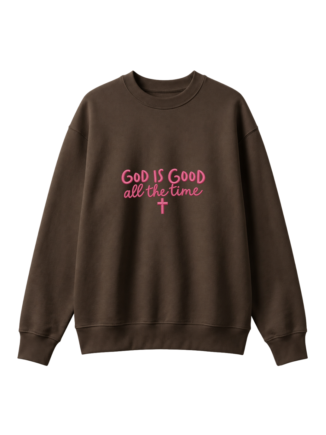 Chaotic Mom Embroided God Is Good All The Time Christian Faith Cross Sweatshirt