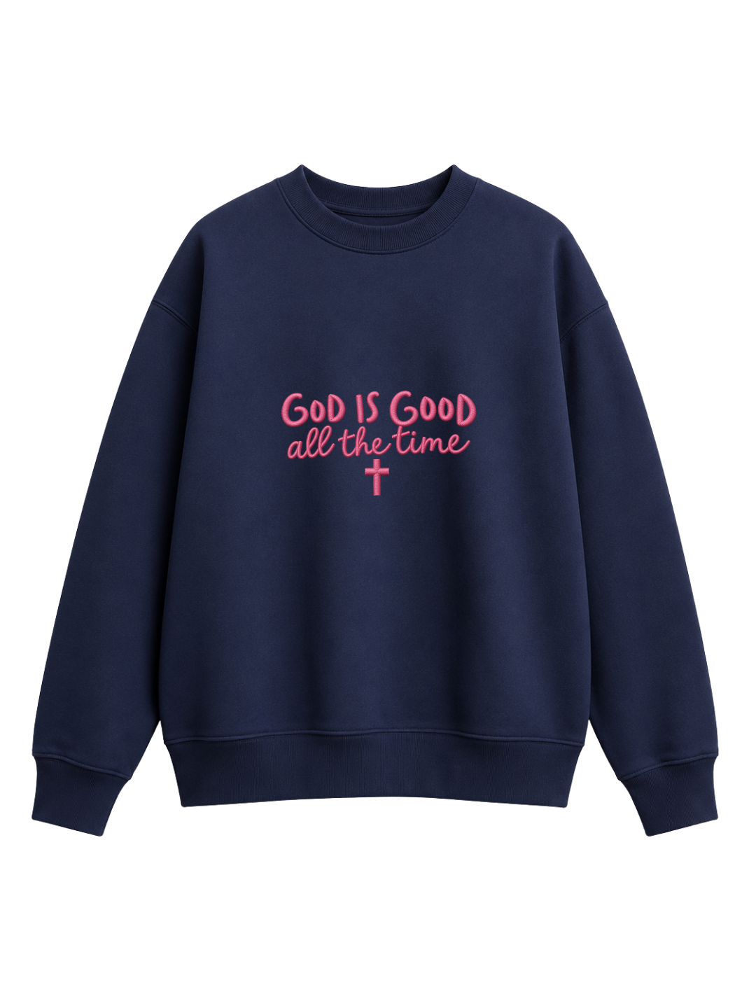 Chaotic Mom Embroided God Is Good All The Time Christian Faith Cross Sweatshirt