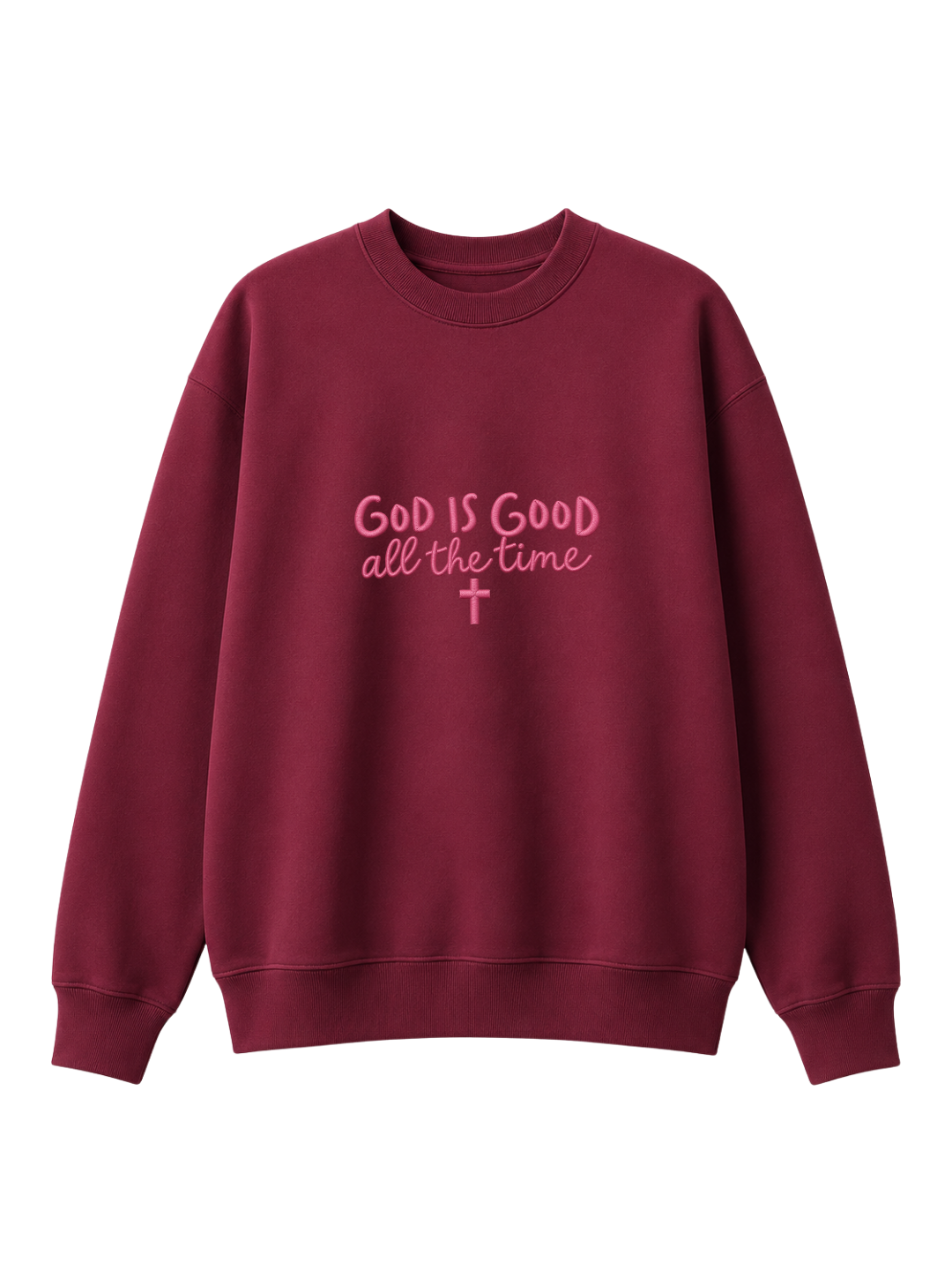 Chaotic Mom Embroided God Is Good All The Time Christian Faith Cross Sweatshirt