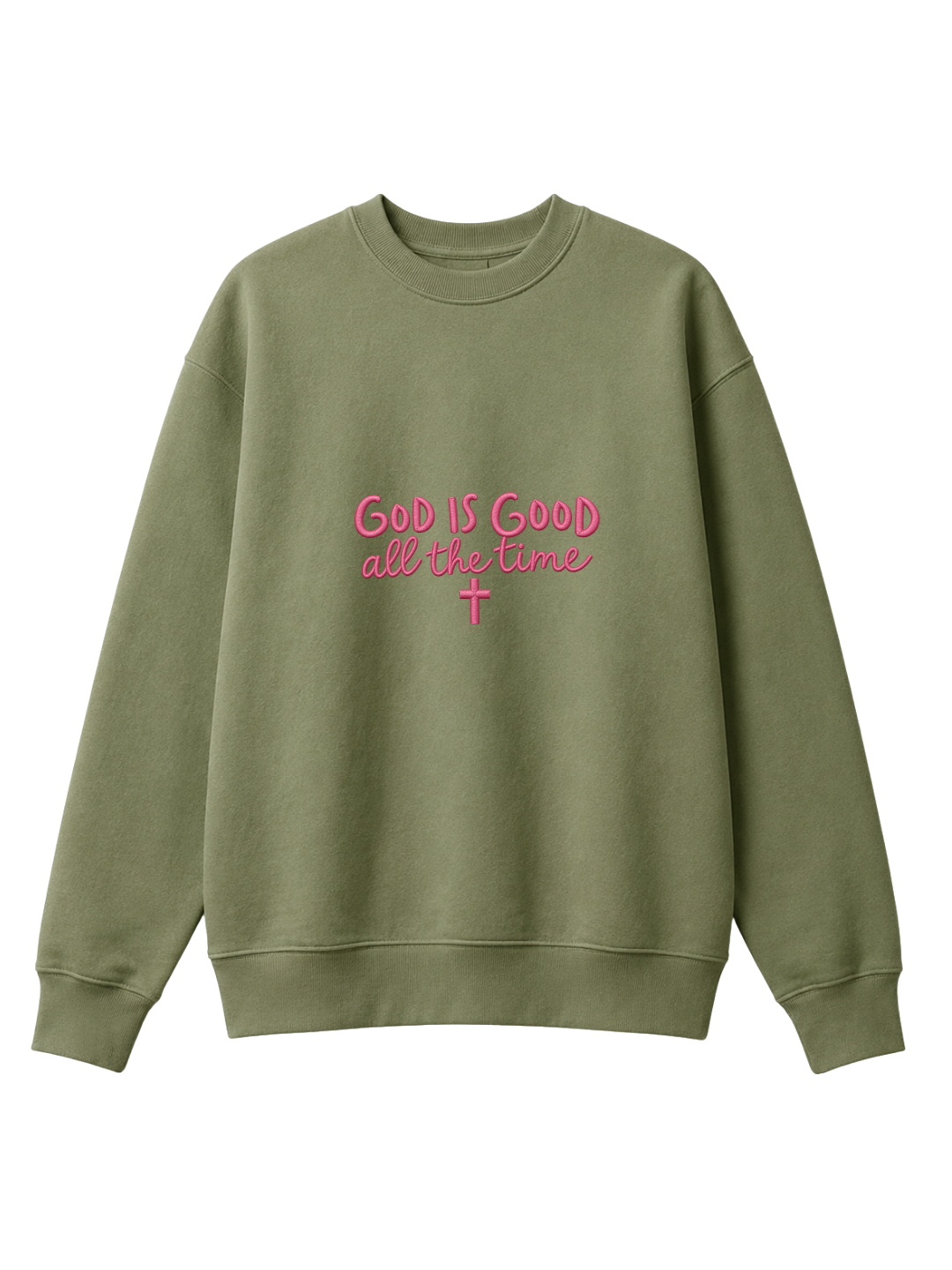 Chaotic Mom Embroided God Is Good All The Time Christian Faith Cross Sweatshirt