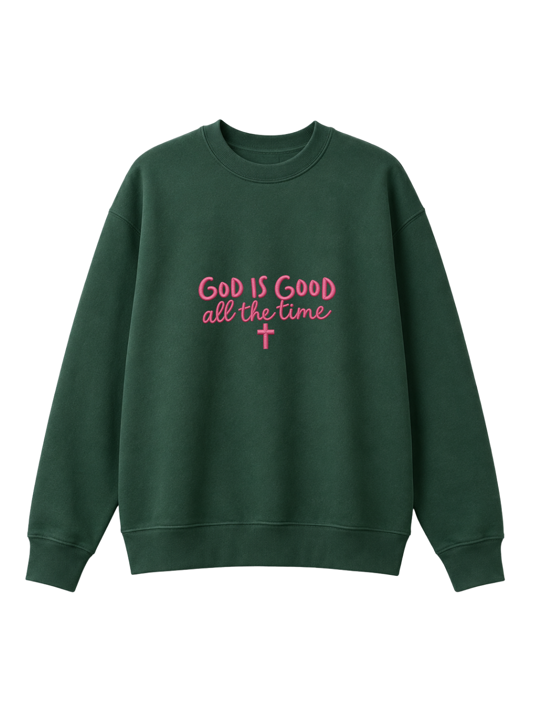 Chaotic Mom Embroided God Is Good All The Time Christian Faith Cross Sweatshirt