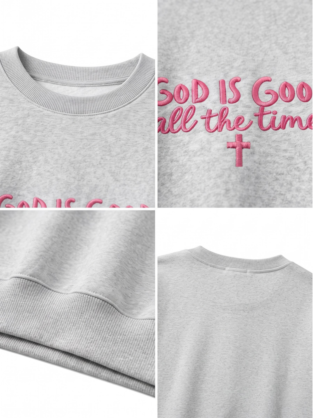 Chaotic Mom Embroided God Is Good All The Time Christian Faith Cross Sweatshirt