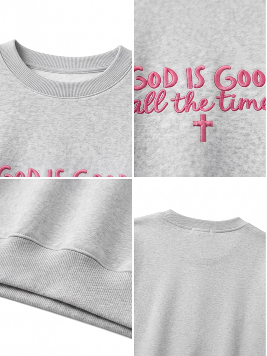 Chaotic Mom Embroided God Is Good All The Time Christian Faith Cross Sweatshirt