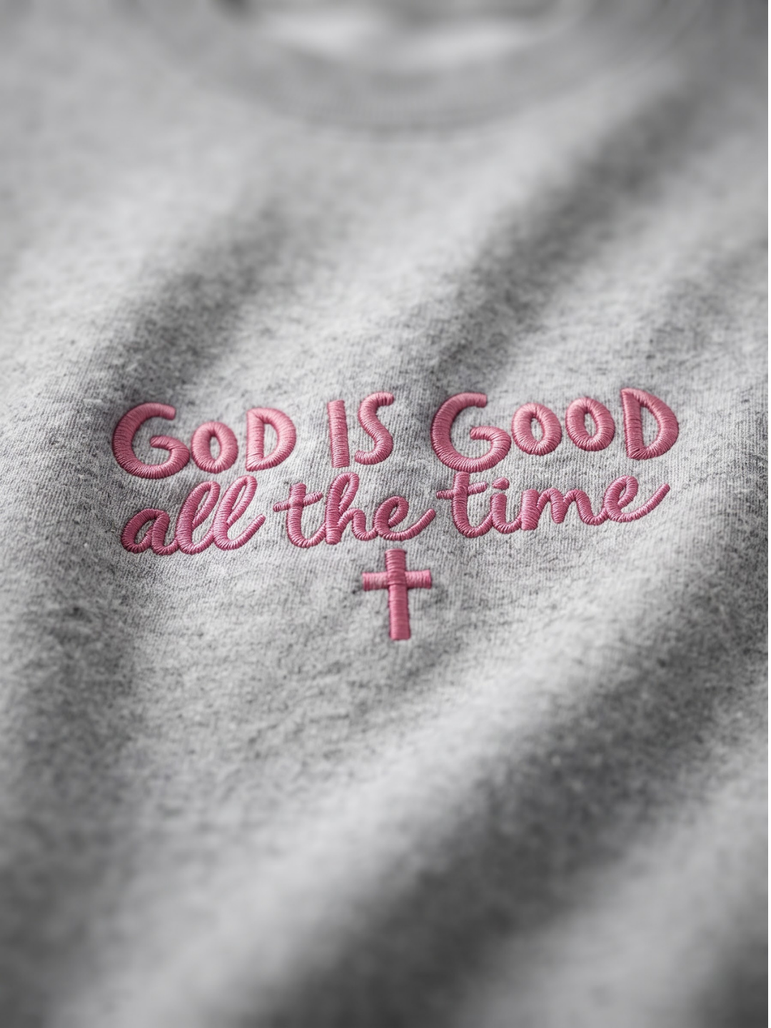 Chaotic Mom Embroided God Is Good All The Time Christian Faith Cross Sweatshirt