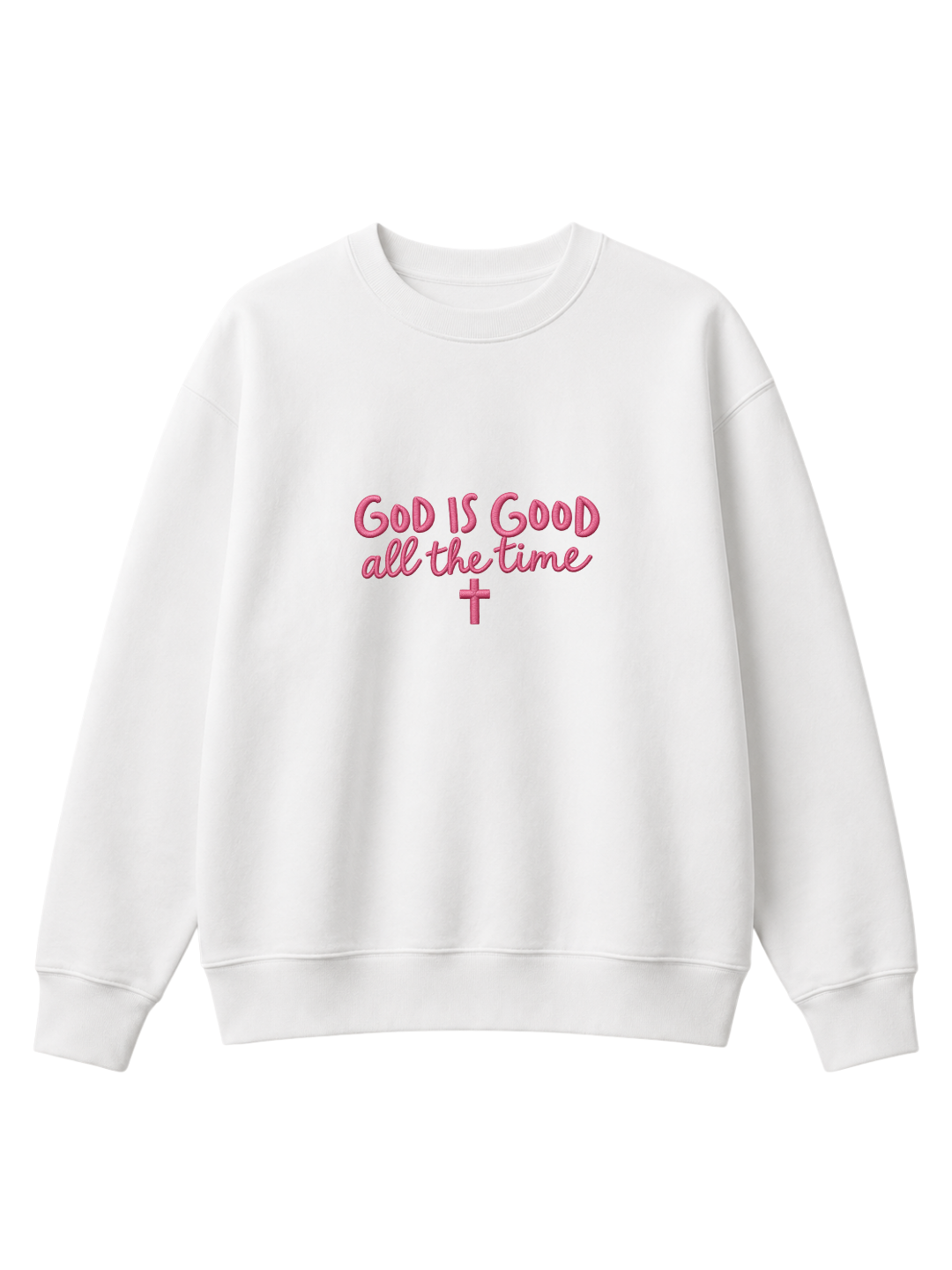 Chaotic Mom Embroided God Is Good All The Time Christian Faith Cross Sweatshirt