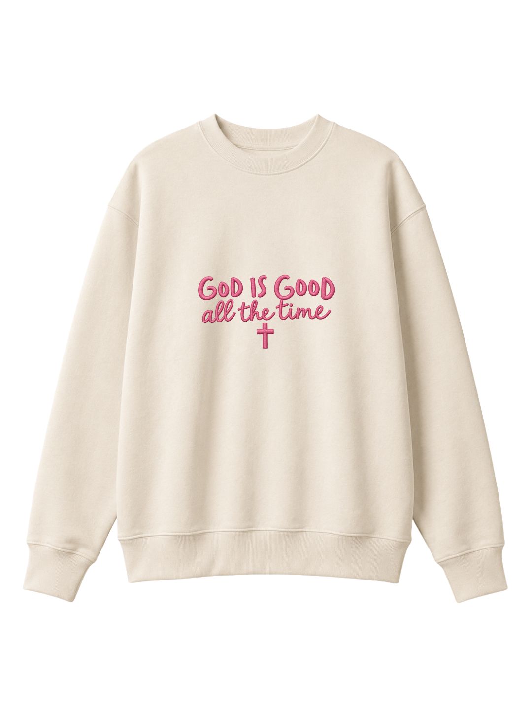 Chaotic Mom Embroided God Is Good All The Time Christian Faith Cross Sweatshirt