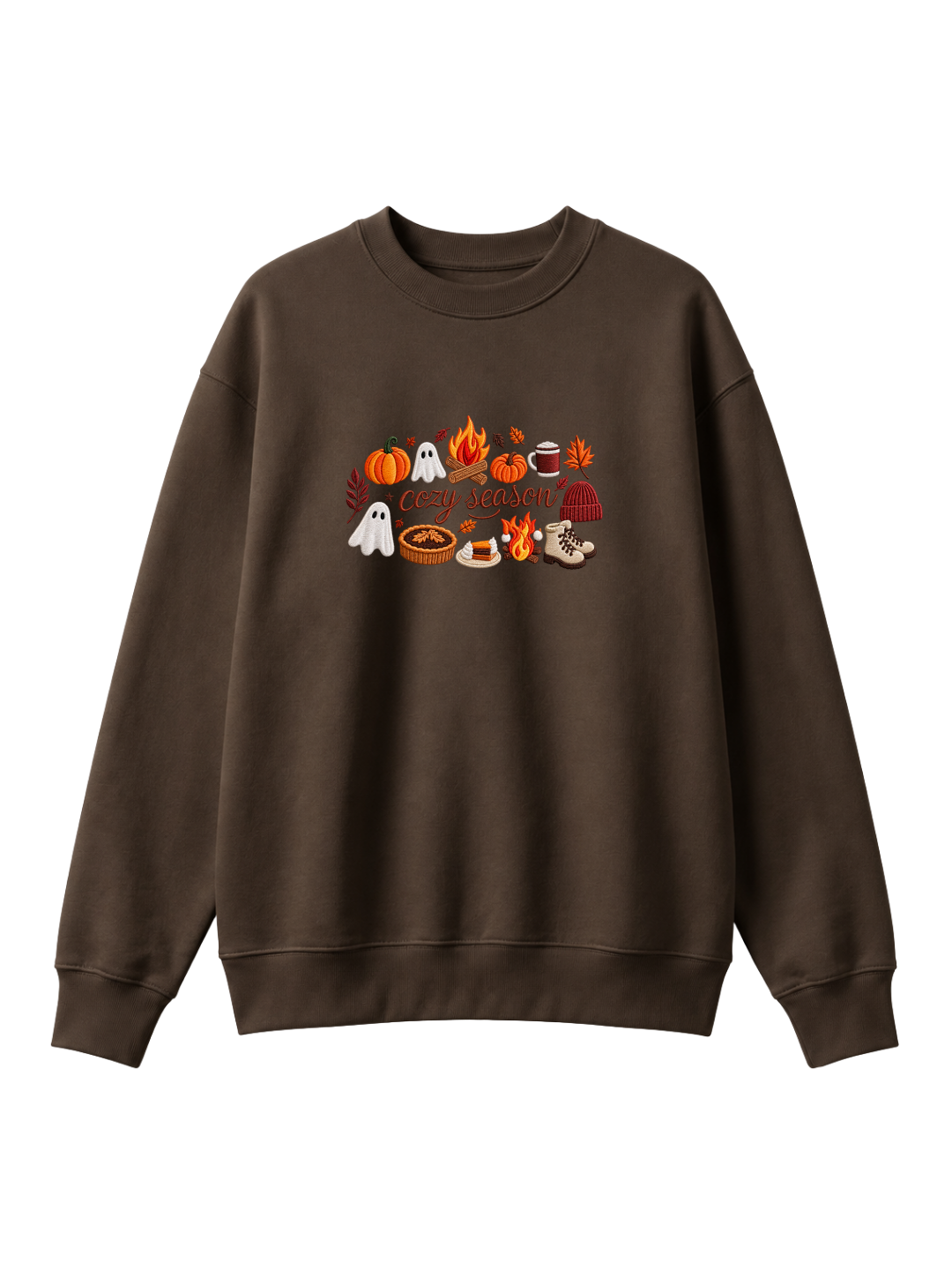 Chaotic Mom Embroided Spooky Fall Cozy Season Campfire Ghost Pumpkin Sweatshirt