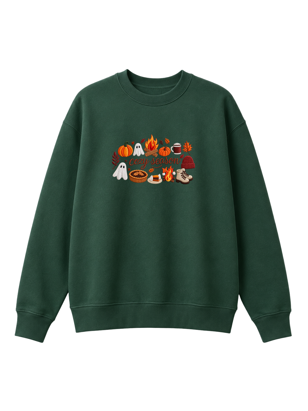Chaotic Mom Embroided Spooky Fall Cozy Season Campfire Ghost Pumpkin Sweatshirt