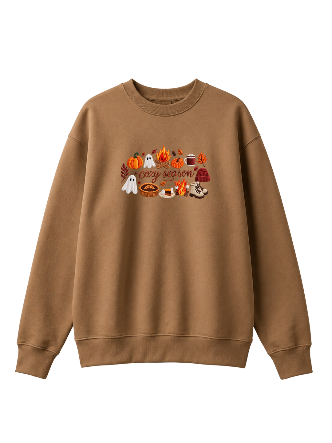 Chaotic Mom Embroided Spooky Fall Cozy Season Campfire Ghost Pumpkin Sweatshirt